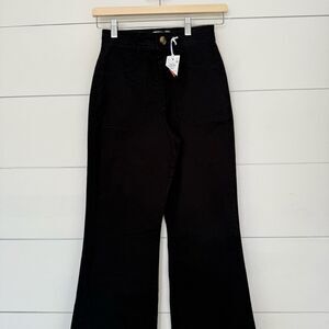 Marine Layer Women’s 0 Black Bridget Twill Flare Pants new